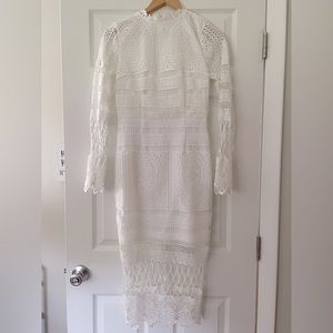 Boho white cutout dress